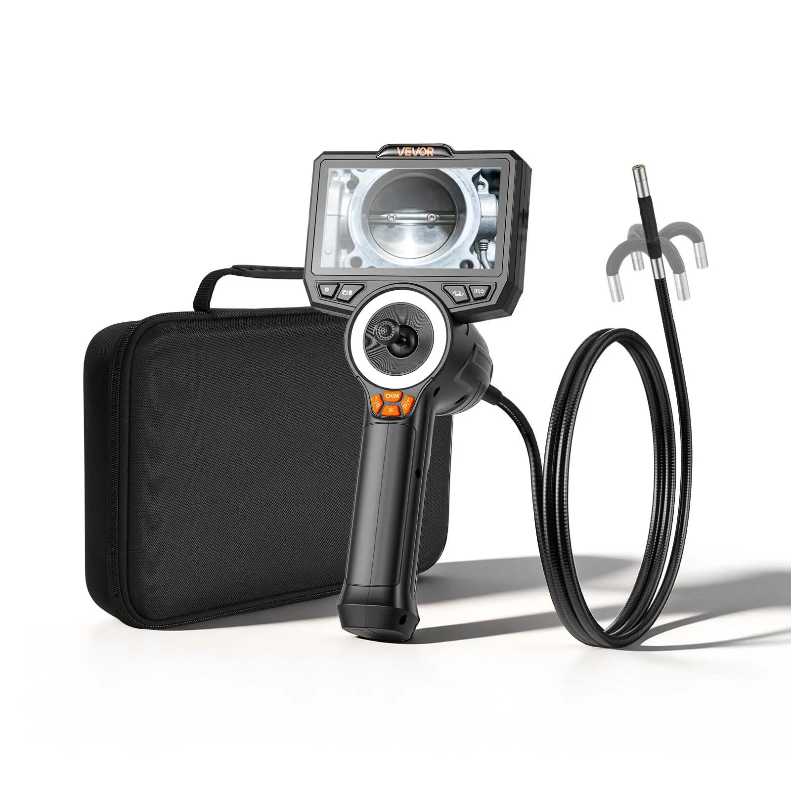 VEVOR 4-Way Articulating Endoscope with Light, True 1080P HD Industrial Borescope Inspection Camera with Articulated Probe, Flexible Snake Scope Cam for Wall Automotive Engine Inspect-4.9FT