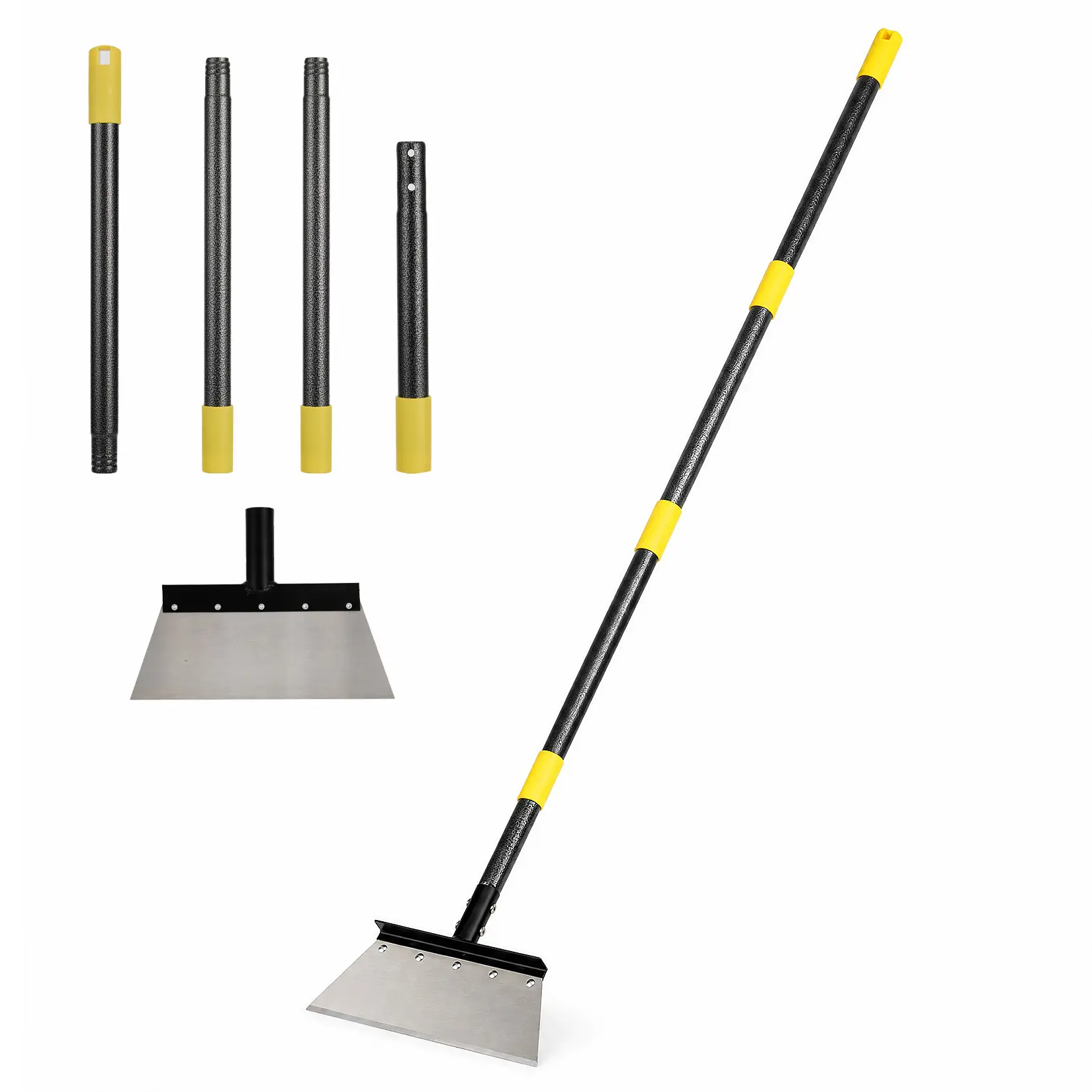 Garden Shovel with Long Handle – 60/72/88 Inch Steel Scraper, 10.24" Stainless Blade – Heavy Duty Ergonomic Manual Tool for Outdoor Weeding, Moss, Dirt, Pavement Removal