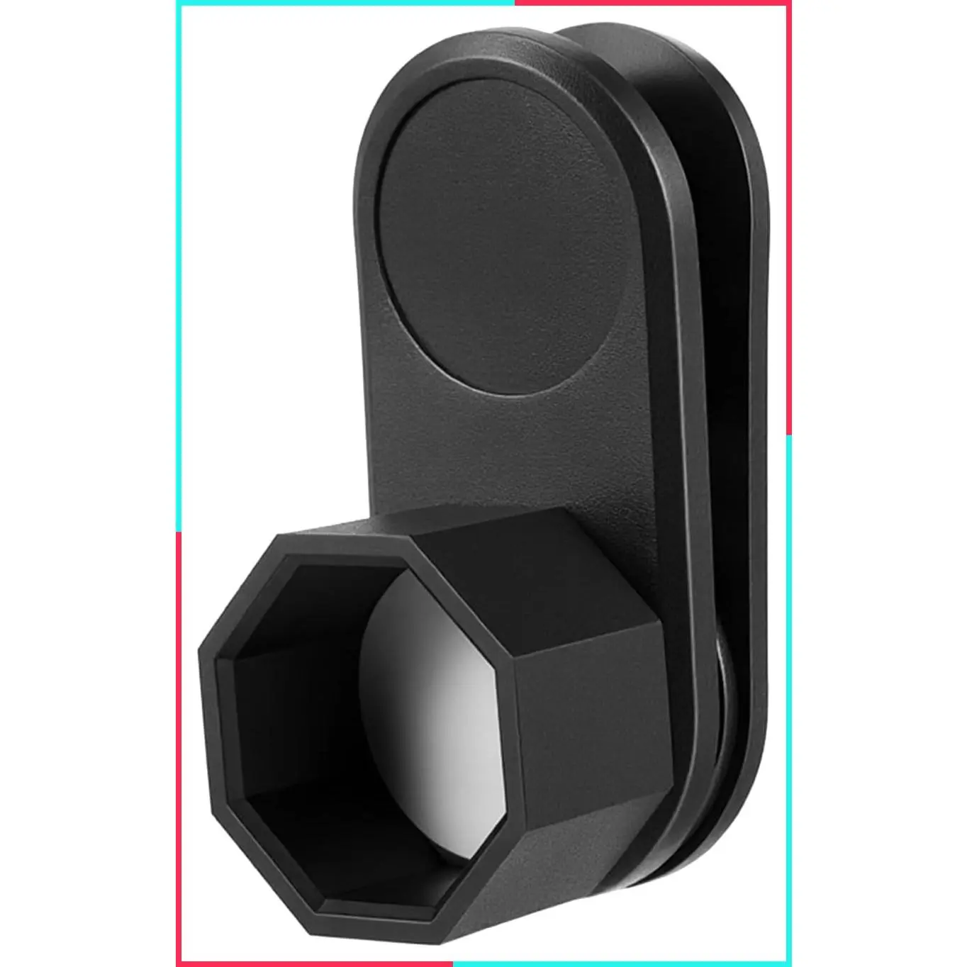 Octagon Pool Chalk Holder with Magnetic Belt Clip, Portable Billiard Cue Chalk Holder for Snooker Accessories, Black & White Plastic + Magnet