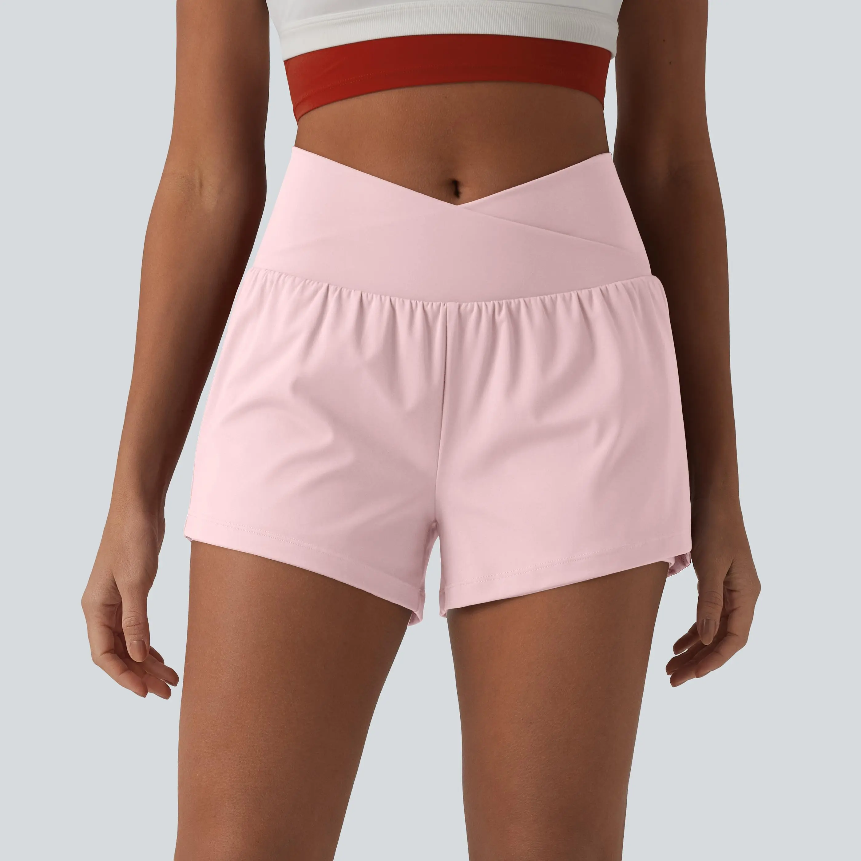 Halara SoftlyZero™ Airy Crossover High Waisted 2-in-1 InstantCool Yoga Shorts 3'' with Pockets Halara SoftlyZero™ Airy Crossover High Waisted 2-in-1 InstantCool Yoga Shorts 3'' with Pockets