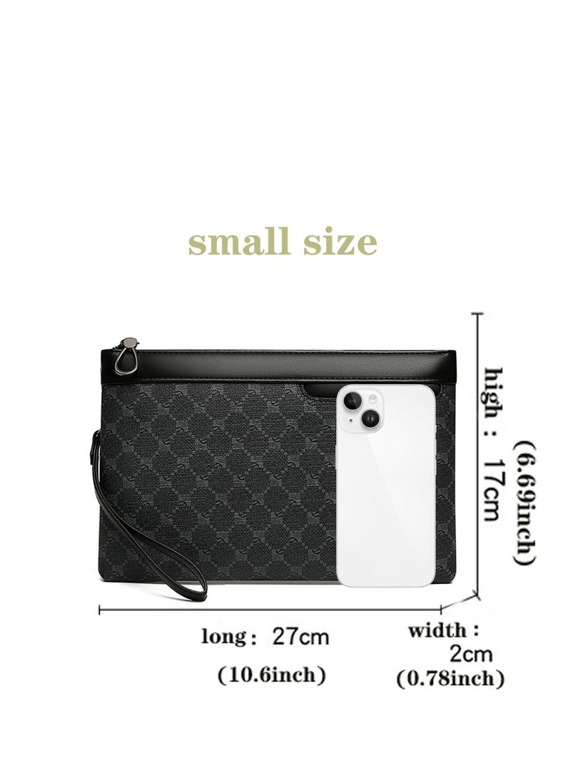 Men's Business All Over Print Zipper Clutch, Fashionable Pu Leather Envelope Clutch for Work & Daily Used, Casual Trendy Versatile High-quality Daily Commuting Bag, Girl Fashionable Shopping Bag