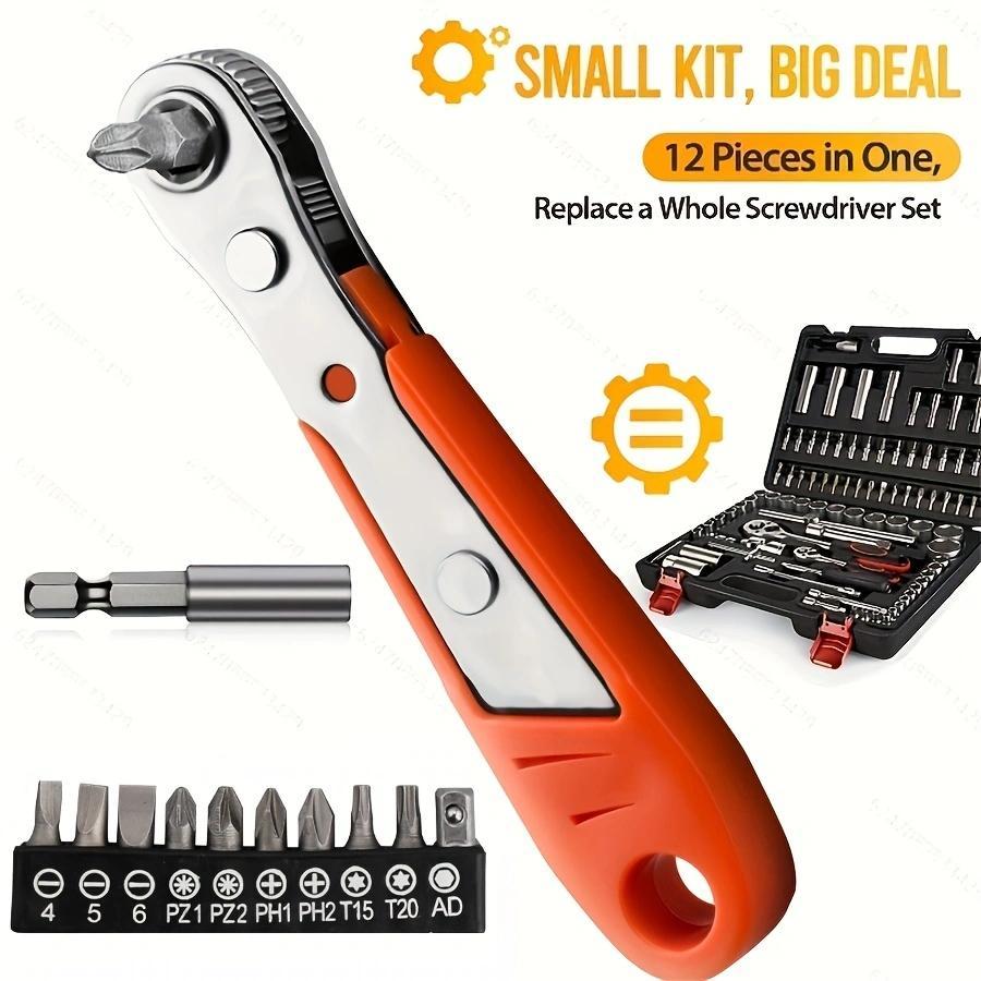 Right Angle Screwdriver Set, Mini Ratchet Screwdriver Set, Multifunctional Screwdriver Set for Small Spaces