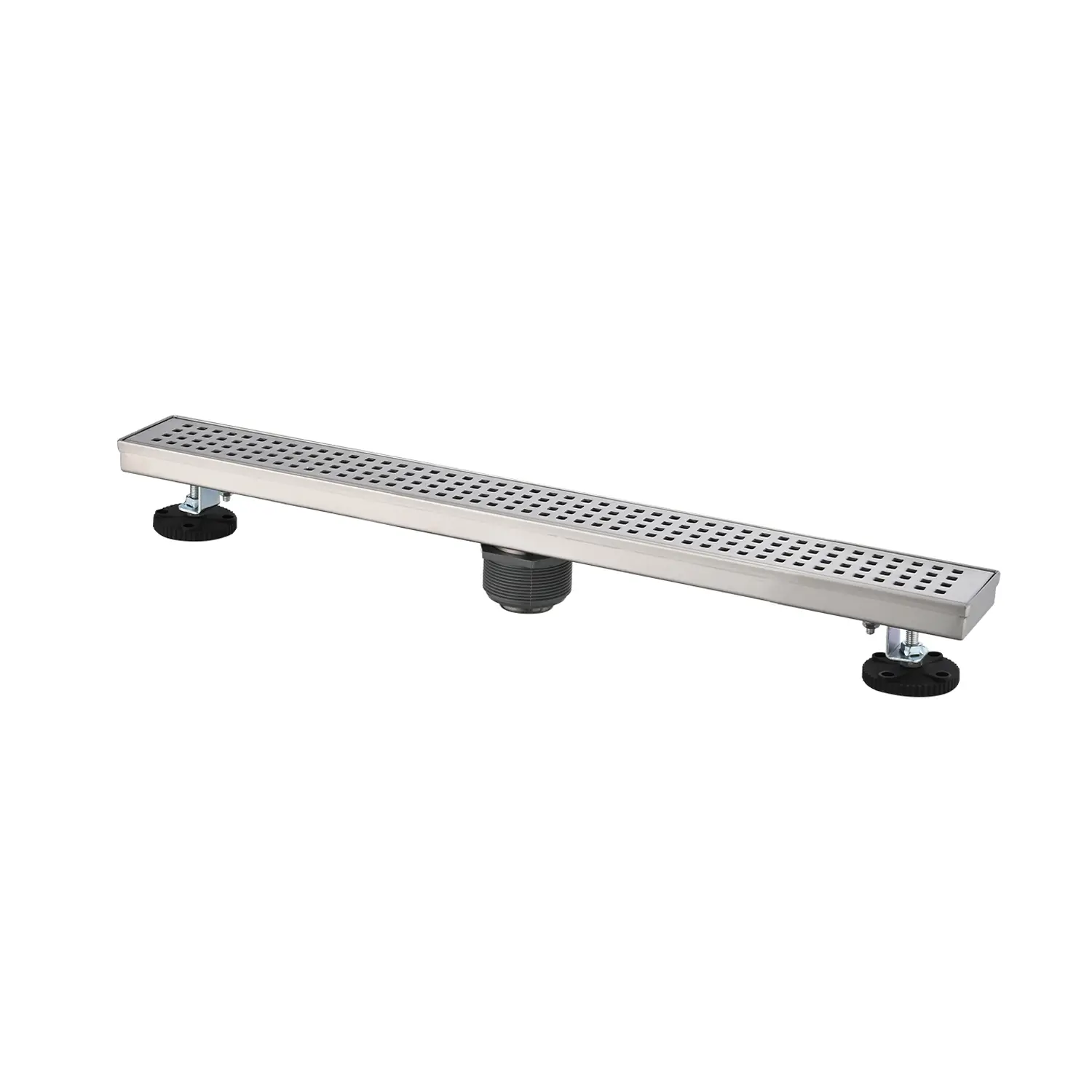 ARCH 24 Inch Linear Shower Drain Stainless Steel Brushed Nickel Tile Insert Floor Drain with Hair Strainer and Leveling Feet for Bathroom Kitchen Pool Basement Garage, Brushed Nickel Color Options, Stainless Steel Material, Product Dimensions: 2.75