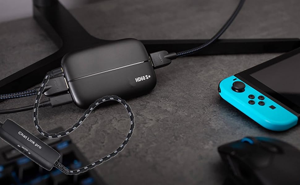 HD60 S+ Chat Link Pro Cable Replacement for Elgato HD60 X, HD60PRO Capture Card, Chat Adapter Replacement for Nintendo Switch, Xbox One and PS5, with in-line Isolator