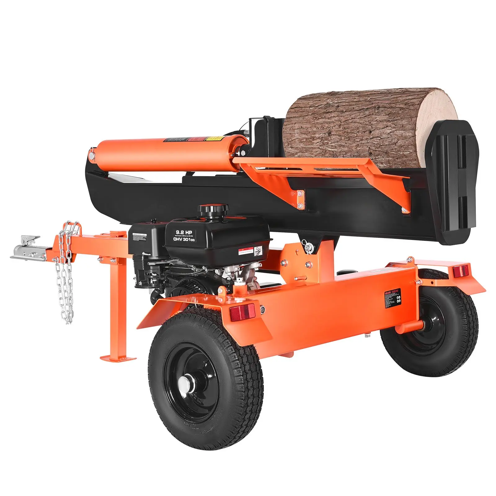 【toolupgrade】VEVOR 30-Ton Log Splitter, 306CC Engine Powered Wood Splitter with 2" Ball Coupler, Auto Return, Vertical/Horizontal Mode, Push Handle, Steel Frame, 1-Hand Op, Firewood Splitting Wedge Machine for Forestry Harvest, One Hand Op.