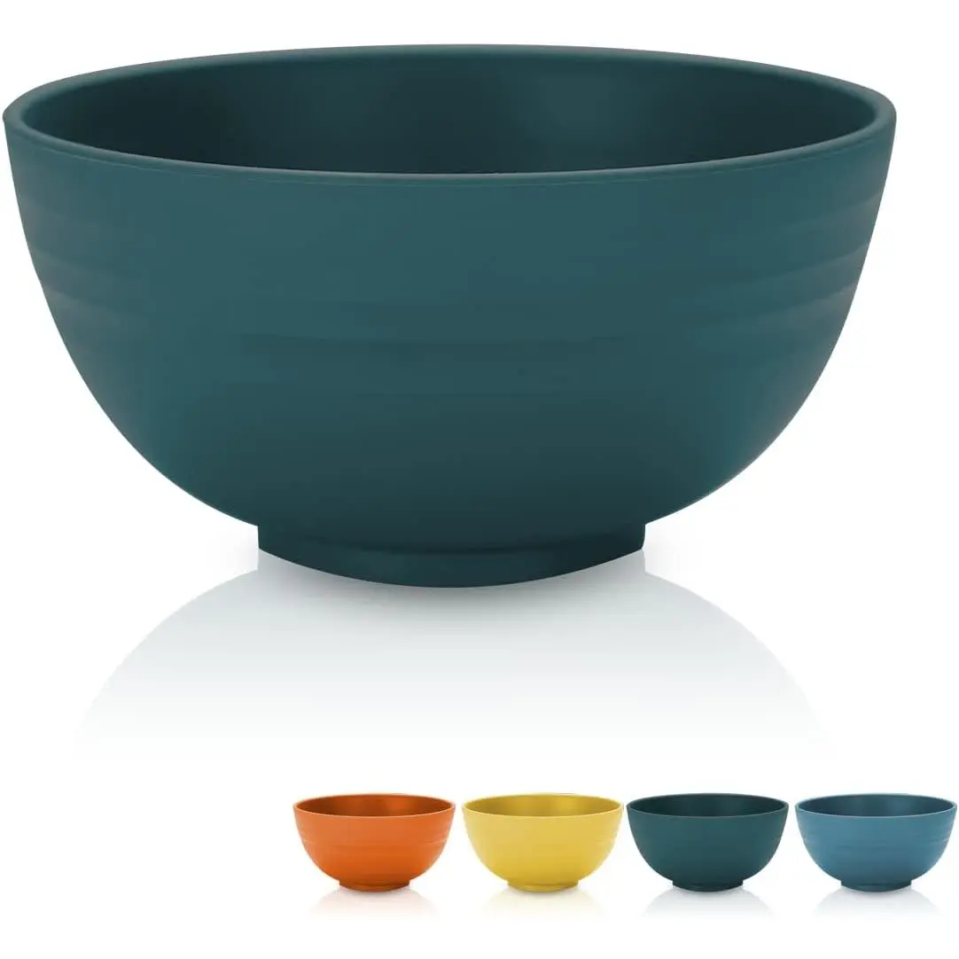 Cereal Bowls 4 count, Unbreakable And  Light Weight Bowl For Rice Noodle Soup Snack Salad Fruit Dishwasher Safe, Microwave Safe  (Dark Green)