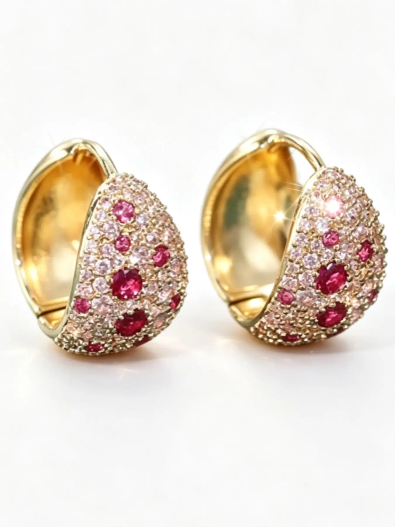Vintage Hemispherical Sapphire Zircon Earrings, Elegant Clip-On Studs, Perfect for Weddings, Parties, Travel, Concerts