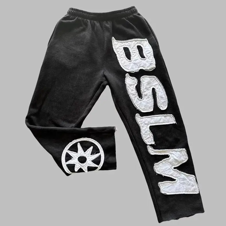 European American Personalized Street Style High Street Hip Hop Hoodie with Letter Embroidery & Casual Pants for Men Women Sport Grey Tracksuit Set Streetwear