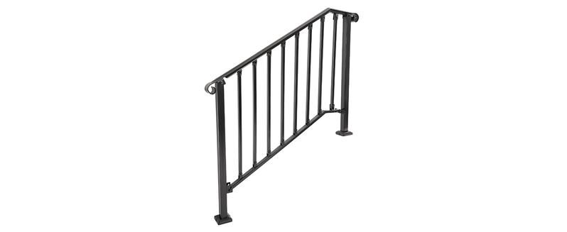 4-5 Step Hand Rail, Handrails for Outdoor Steps, 4-5 Steps Adjustable Outdoor Garden Railing for Stairs Black Steel Powder Coated Heavy Duty