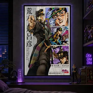 Jojo's Bizarre Adventure JJBA Anime Jotaro Kujo Canvas Poster Japanese Artwork Wall Decor for Bedroom Room Decorations Funky Home Decor Anime Wall Art Poster Print