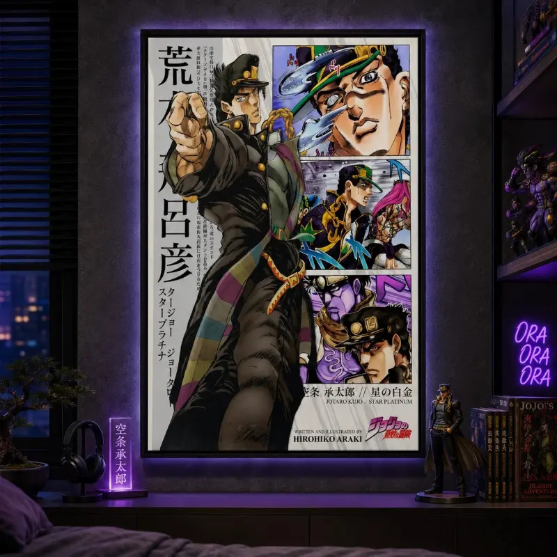 Jojo's Bizarre Adventure JJBA Anime Jotaro Kujo Canvas Poster Japanese Artwork Wall Decor for Bedroom Room Decorations Funky Home Decor Anime Wall Art Poster Print Decorative Wall Art Artistic