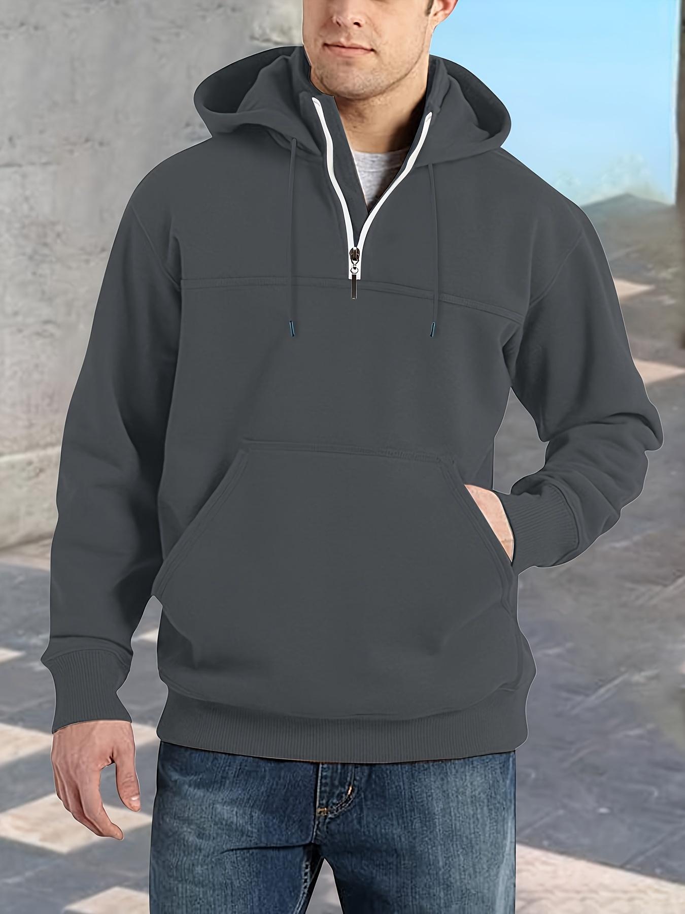 [Winter Warm Hoodie] Men's Heavyweight Hooded Sweatshirt - Winter Warm Pullover Hoodie, Casual Gym & Casual Attire, Machine Washable Solid Color Long Sleeve Hoodie for Men, Training & Outdoor Activities (Regular Fit, Autumn/Winter) - No Belt Loops/Ties