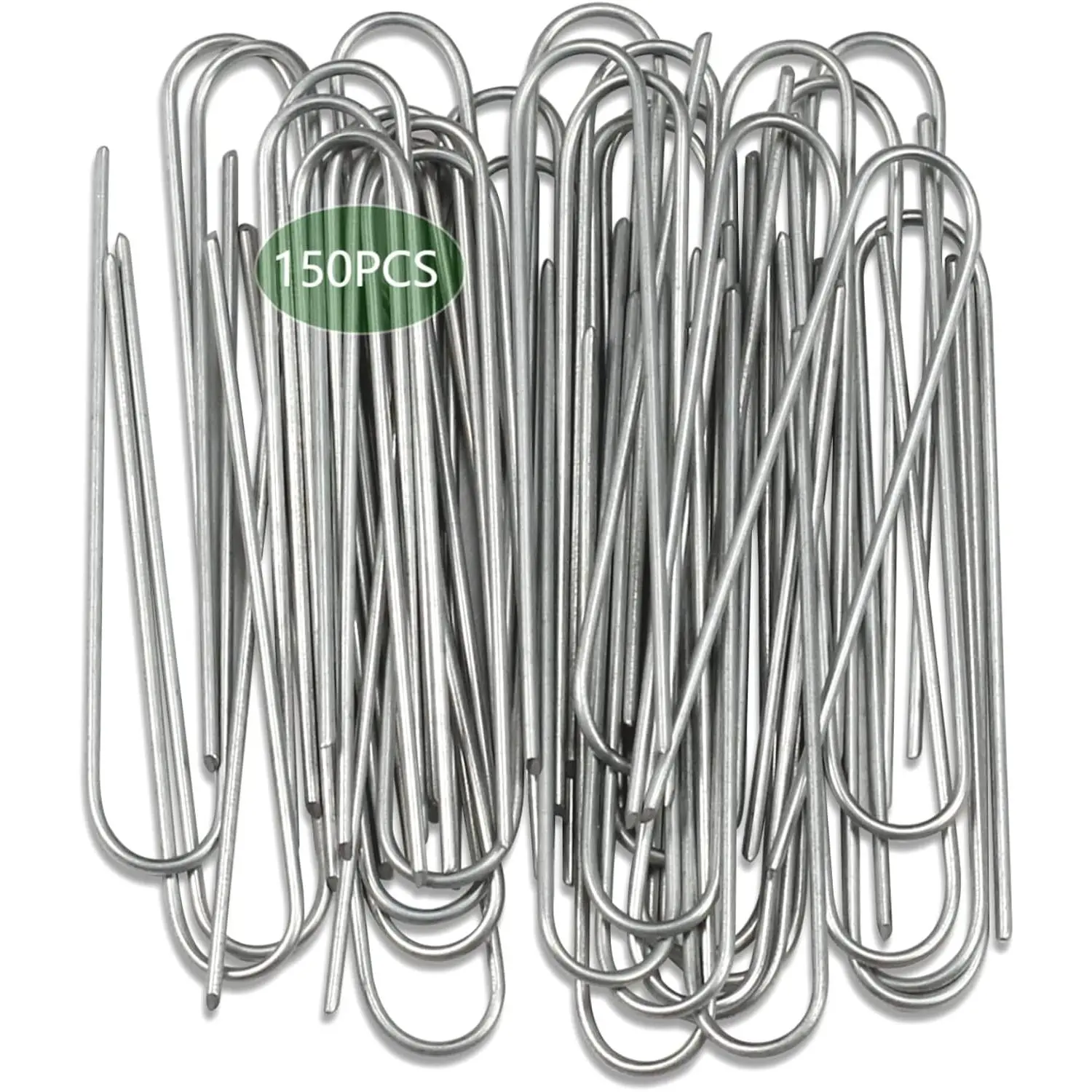 Landscape  6 Inch Galvanized Garden Stakes 150 Pack,Garden  Heavy-Duty Sod Pins Anti-Rust Fence Stakes Securing Pegs for Barrier Fabric Irrigation Tubing Hose Weed