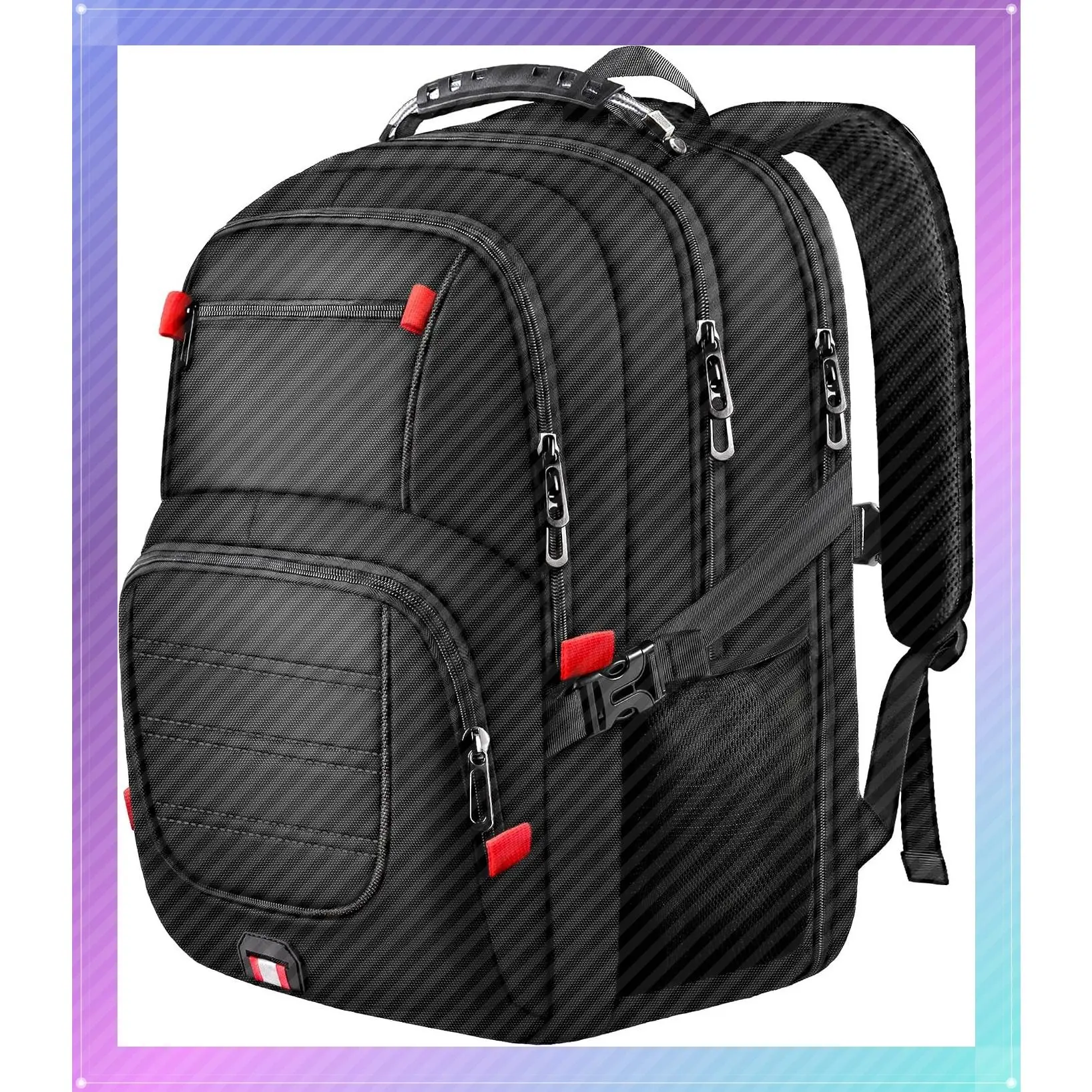Large Travel Backpack for Men, 17.3" Laptop Backpack, Black | 45L Capacity, 180° TSA-Friendly Carry On, Laptop Compartment, Water-Resistant, Sturdy Handle for Work Travel CollegeGift