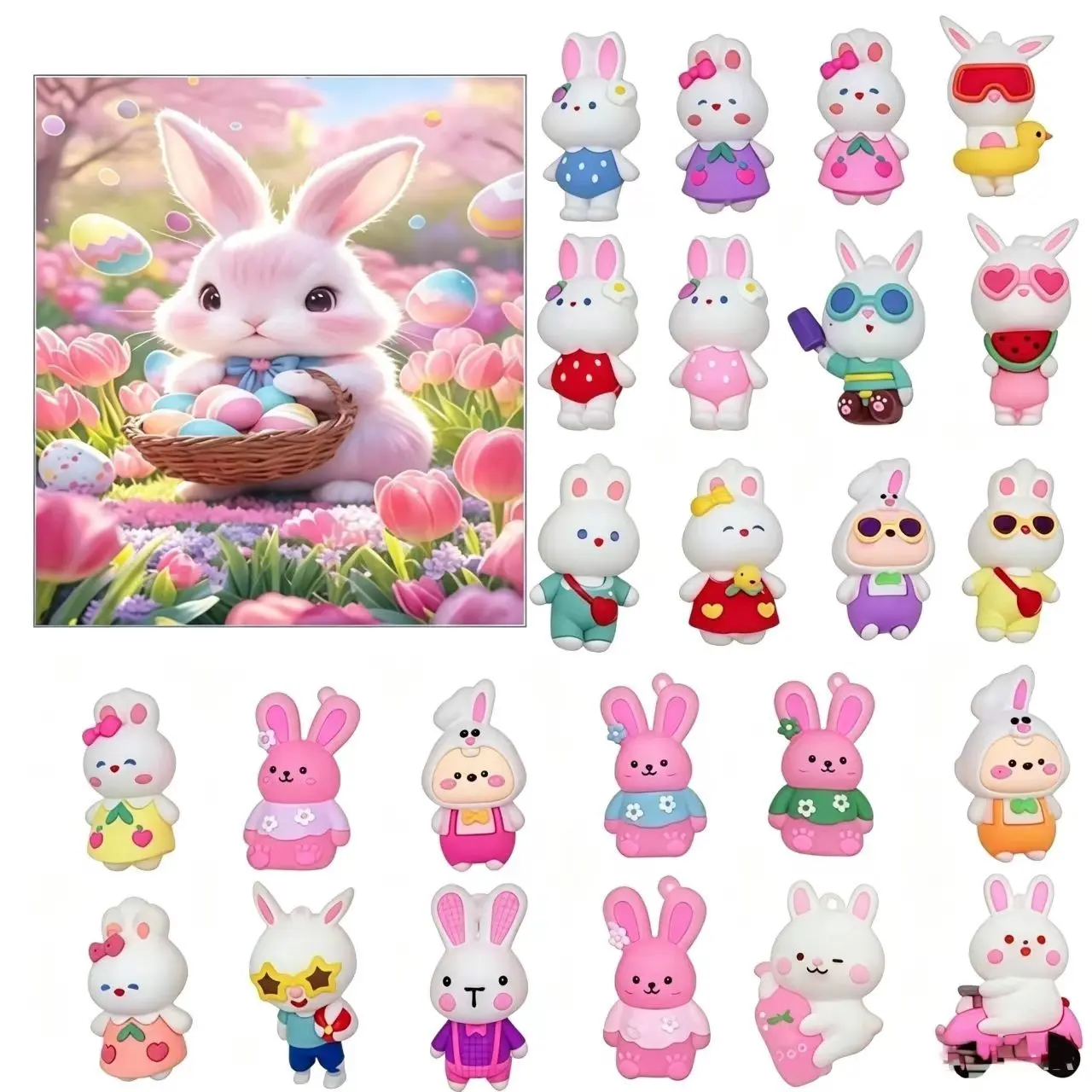 Cute 24-Day Christmas Countdown Calendar, Kawaii Mini Rabbit Blind Box, Adorable Cartoon Bunny Decor, Perfect Halloween & Christmas Gift for Girls