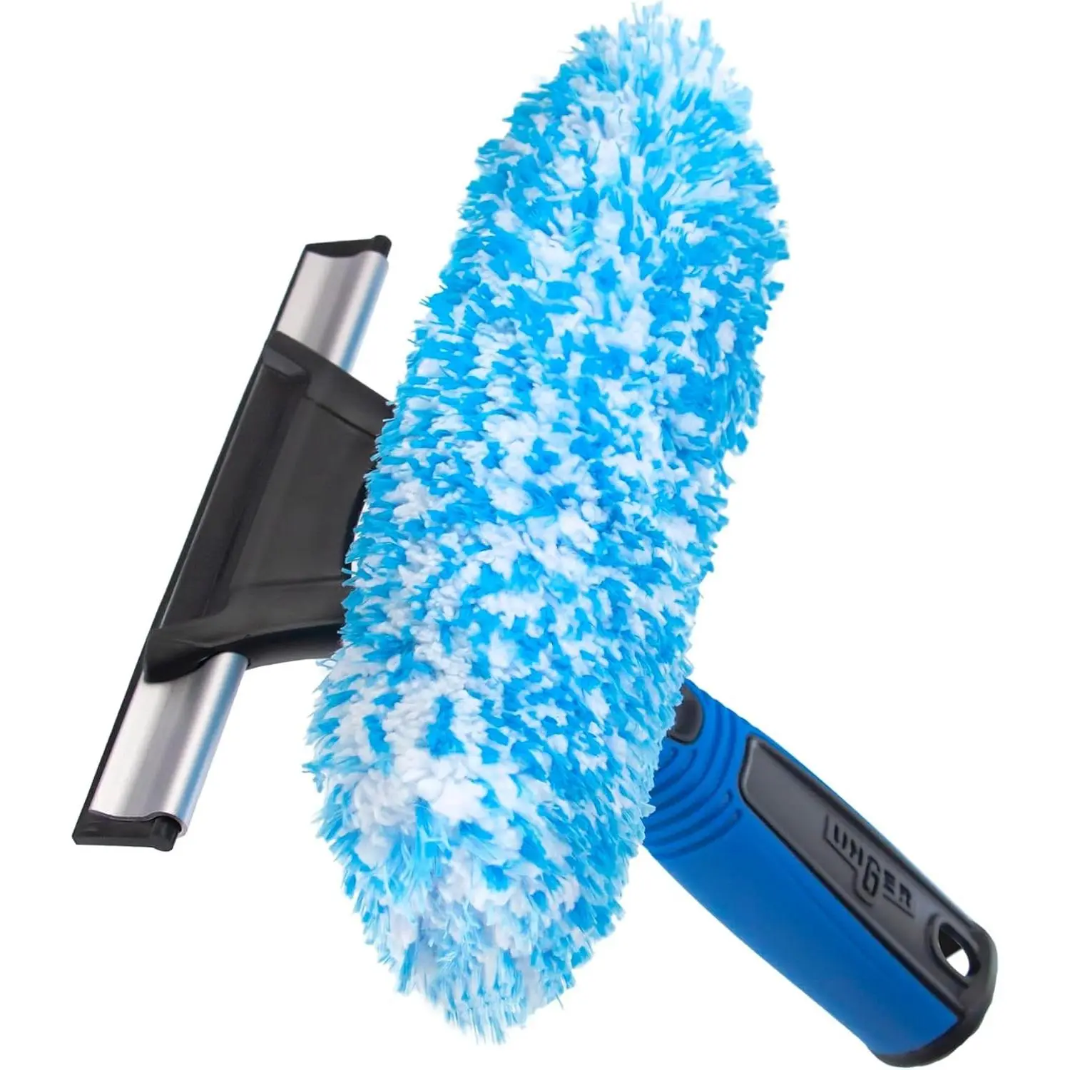 Connect and Clean 2-in-1 Squeegee and Scrubber, 6” Window Cleaning Tool, Commercial and Residential Use, Washer Cleaner Supplies to Remove Excess Water and Dry