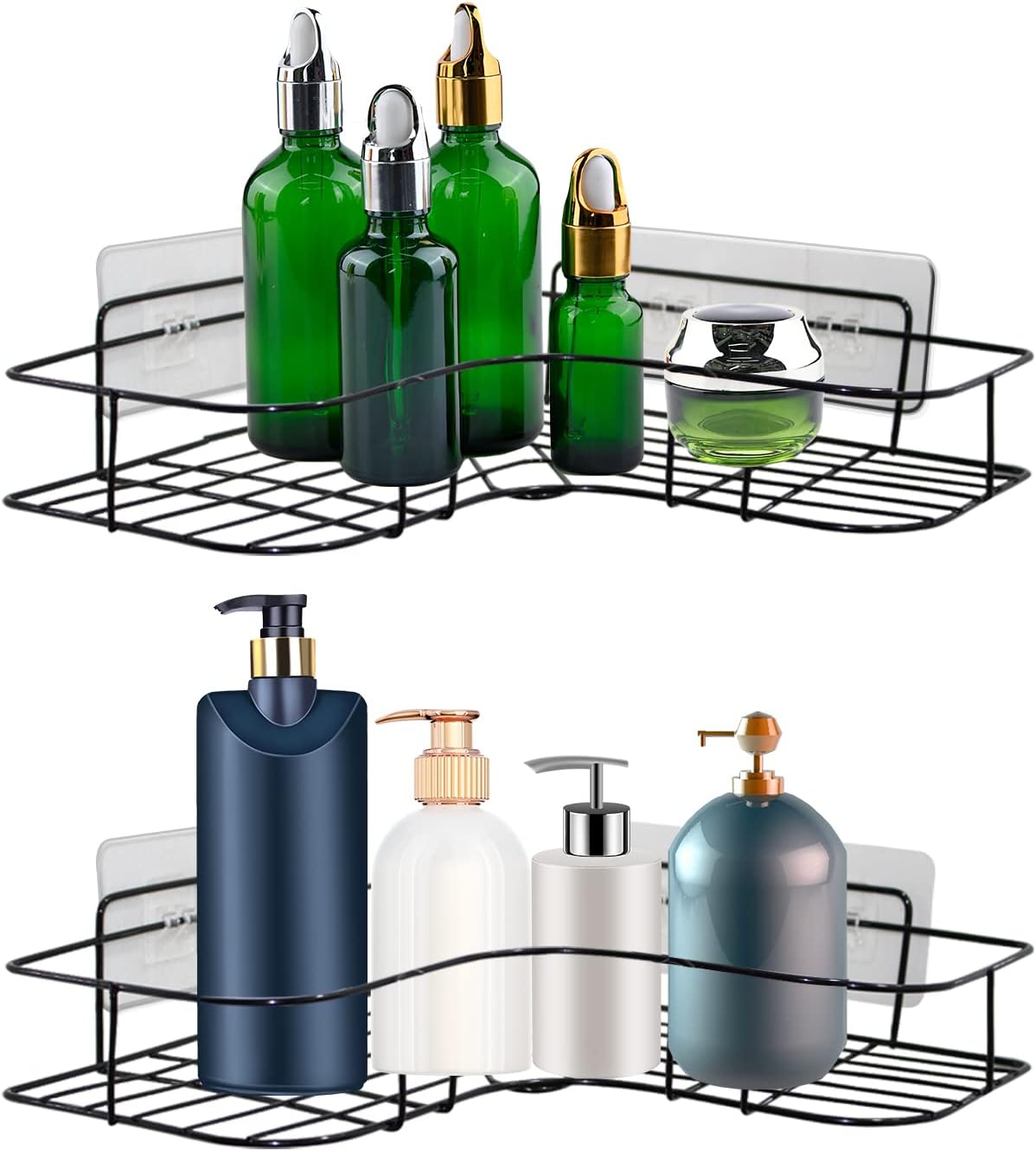 2 Pack Shower Caddy Adhesive for Replacement, Strong Transparent Adhesive for Shower Caddy Sticky Pads, No Drilling for Corner Shelf Basket, Bathroom Stora