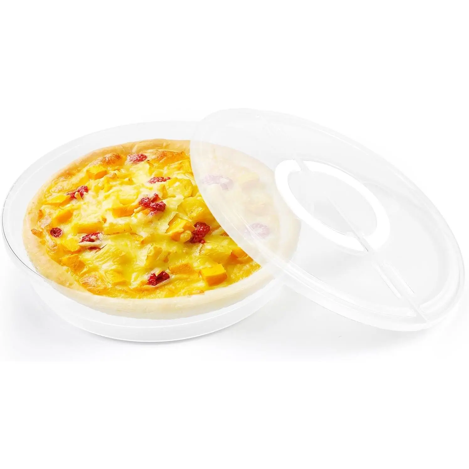 11.5 Inch Clear Pie Containers With  and Handle Round Pie Carrier  2 Compartments Pizza box Leftover Pizza Keeper for  Cake Cheesecake Tortilla Pastry