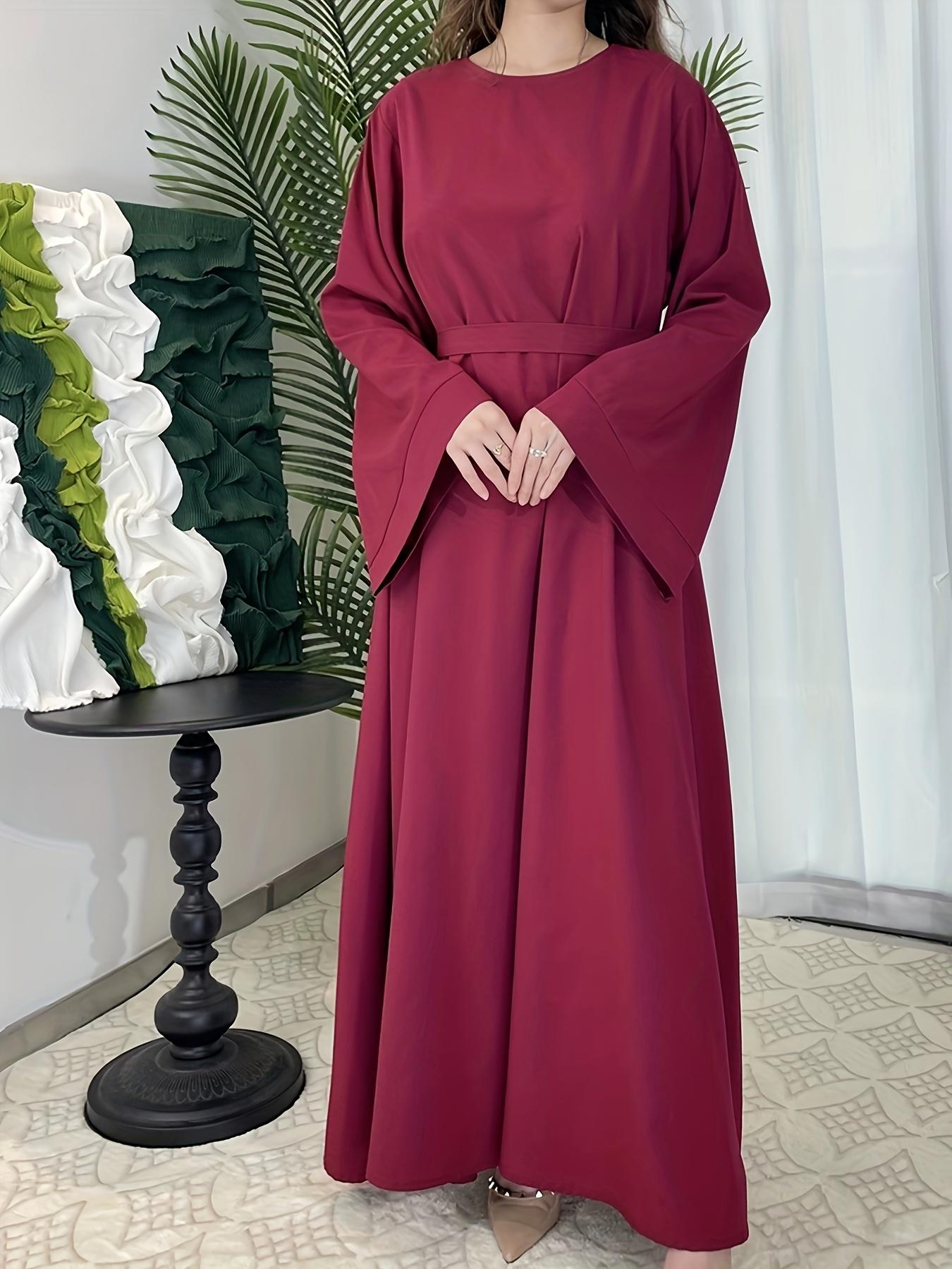 [Middle Eastern Loose Fit Dress] Elegant Green Arabic Women's Muslim Robe |   Middle Eastern Flared Sleeve Long Dress |   Loose Fit All-Season Versatile Home Festival Traditional Attire