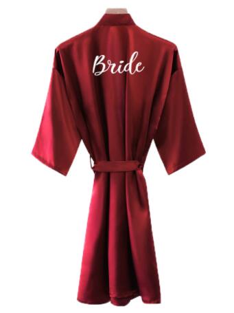Bride Robe Women Burgundy Robe Satin Silk Robes Wedding Bridal Bridesmaid Robes Bathrobe Sleepwear Silk Dress