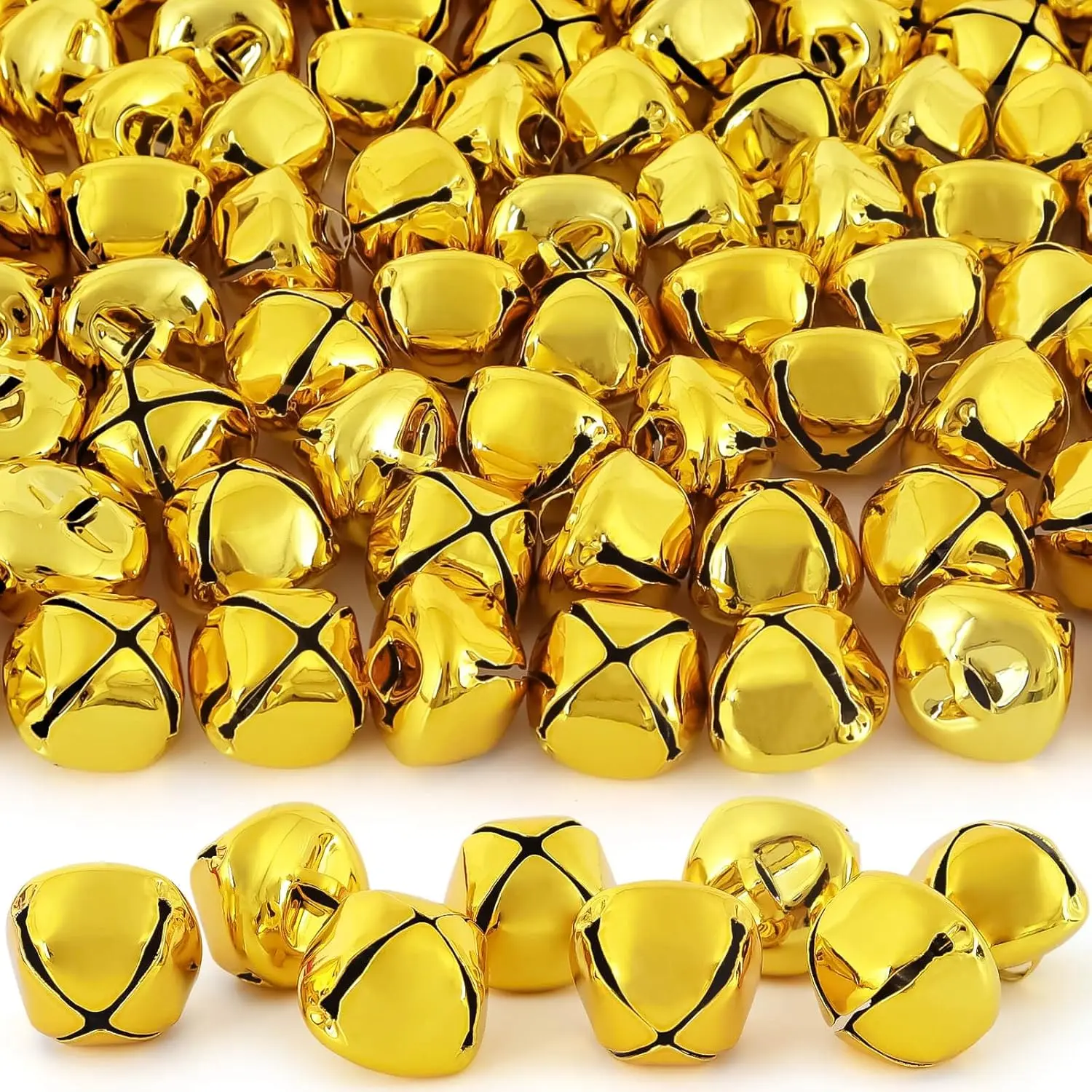 1 Inch Large Gold Jingle Bells Bulk 50 Pcs Christmas Craft Bells for DIY Festival Home Wreath Christmas Party Decoration