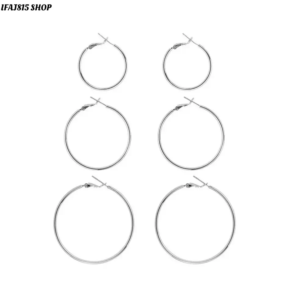 3 Pairs Oversized Hoop Earrings for Women, 40mm 50mm 60mm Silver Statement Hoops, Hypoallergenic Endless Circle Earrings, Trendy Fashion Jewelry for Everyday Looks, Parties & Street Style