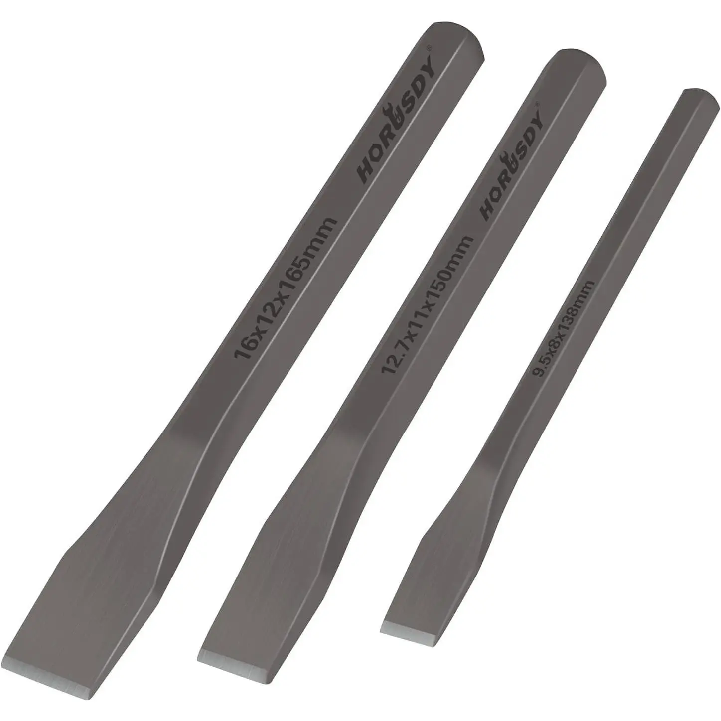 3- Heavy-Duty Cold Chisel Set, 3/8", 1/2", 5/8" Metal Chisels, Drop-Forged Cr-V Steel for Woodworking, Metalworking, Masonry & Carpentry