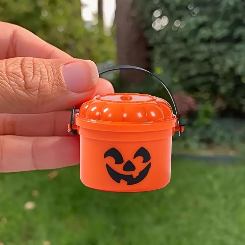 Mini Halloween Nostalgic Cute Plastic Buckets - Orange, Purple, White, Green with Jack-O'-Lantern Faces - Durable Water Buckets for Home Decor, Horror Party Supplies, Ghost Festival & Trick-or-Treat Celebrations, Playful Design, Party Favors Assortment Mini Halloween Nostalgic Cute Plastic Buckets - Orange, Purple, White, Green with Jack-O'-Lantern Faces - Durable Water Buckets for Home Decor, Horror Party Supplies, Ghost Festival & Trick-or-Treat Celebrations, Playful Design, Party Favors Assortment