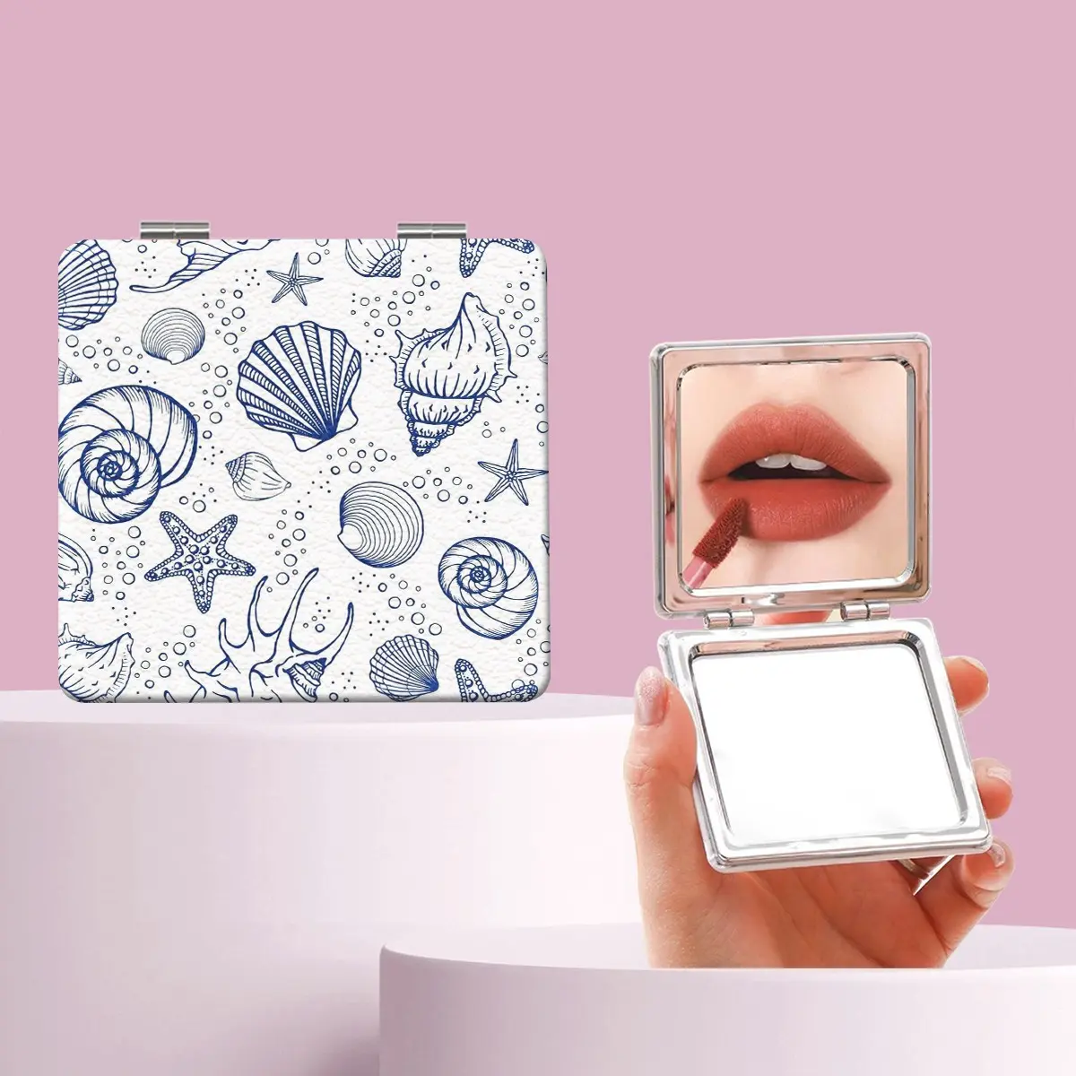 Vintage Shell Seashell Makeup Mirror, Foldable Mini Handheld Mirror, Perfect for All Occasions, Ideal Gift for Friends and Family