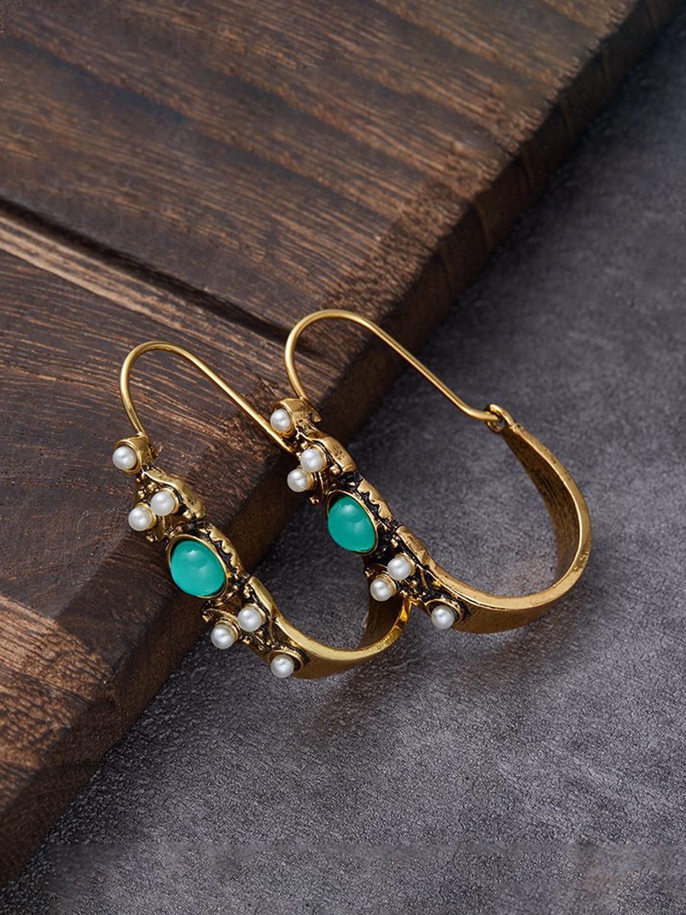 Vintage Style Faux Pearls Hoop Earrings, Boho Style Jewelry for Women, Fashion Jewelry for Party, Daily Clothing Decor, Trendy All-match & Exquisite Jewelry for Birthday Gift