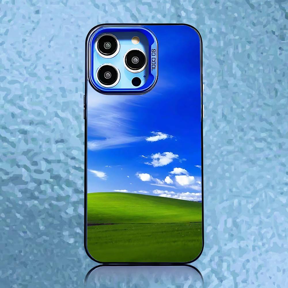 Frutiger Aero Phone Case For iPhone17, 16,15,14,13,12,11,Pro,XS,Max,Plus,Mini,SE Blue Candy Matte Shockproof Cover