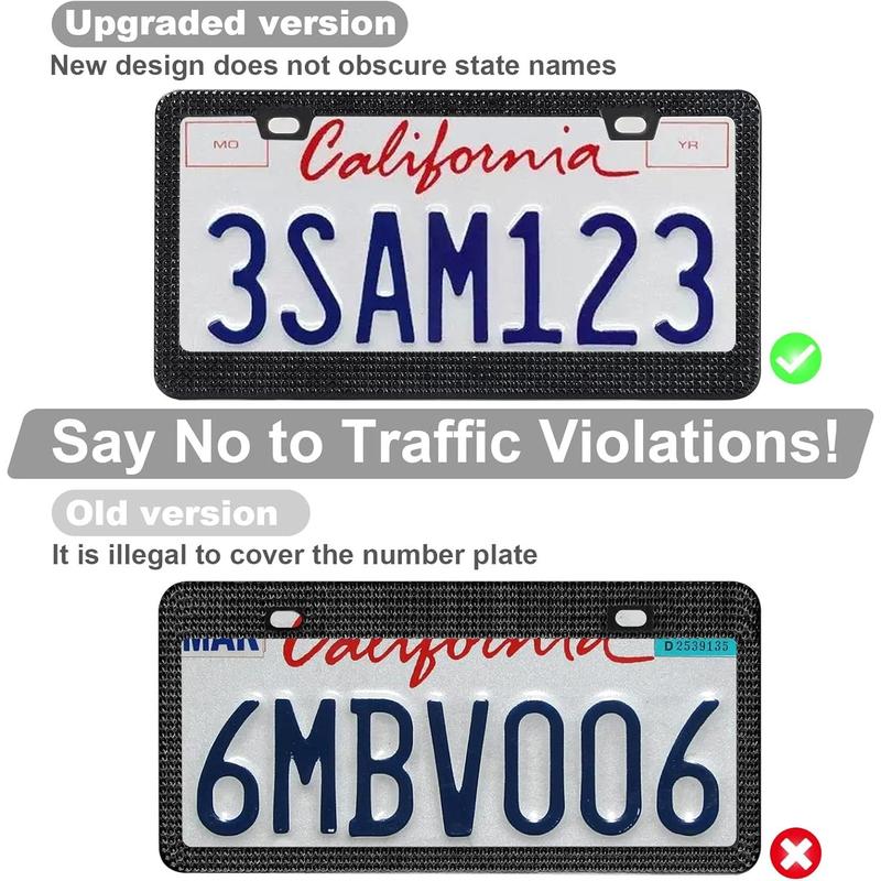 2 Pack Bling License Plate Frames for Women, Sparkly Rhinestone   Accessories with Glitter  Caps (Black)