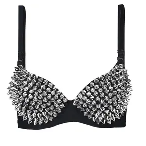 Women's Steampunk Underwear for Women, Sexy Spike Studs Wireless Bra Top for Party, Club Wear
