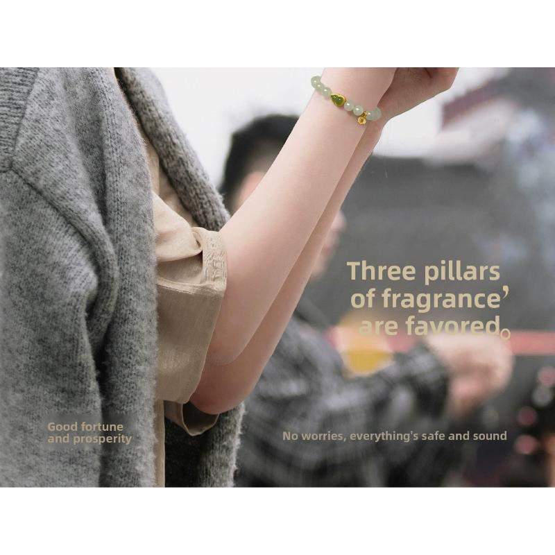 S925 Sterling Silver Hetian Jade Gourd Bracelet for Women Gold Inlaid Jade New Chinese Style National Style Jade Bracelet Light Luxury Exquisite Gift.