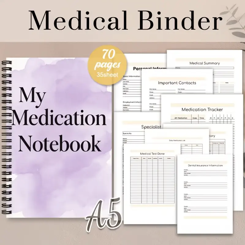 2/5 Medical Journals: My Medication Notebook, A Practical Medical Tool for Recording Daily Medication and Personal Health Management