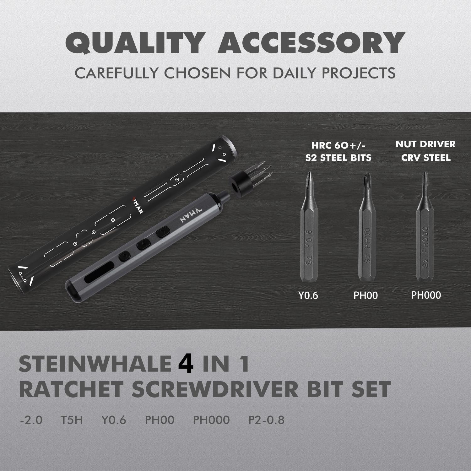 Mini Cordless 4-in-1 Rotary Tool Kit, Portable Electric Screwdriver with S2 Steel Bits, Adjustable Speed Electric Screwdriver for Electronics Repair
