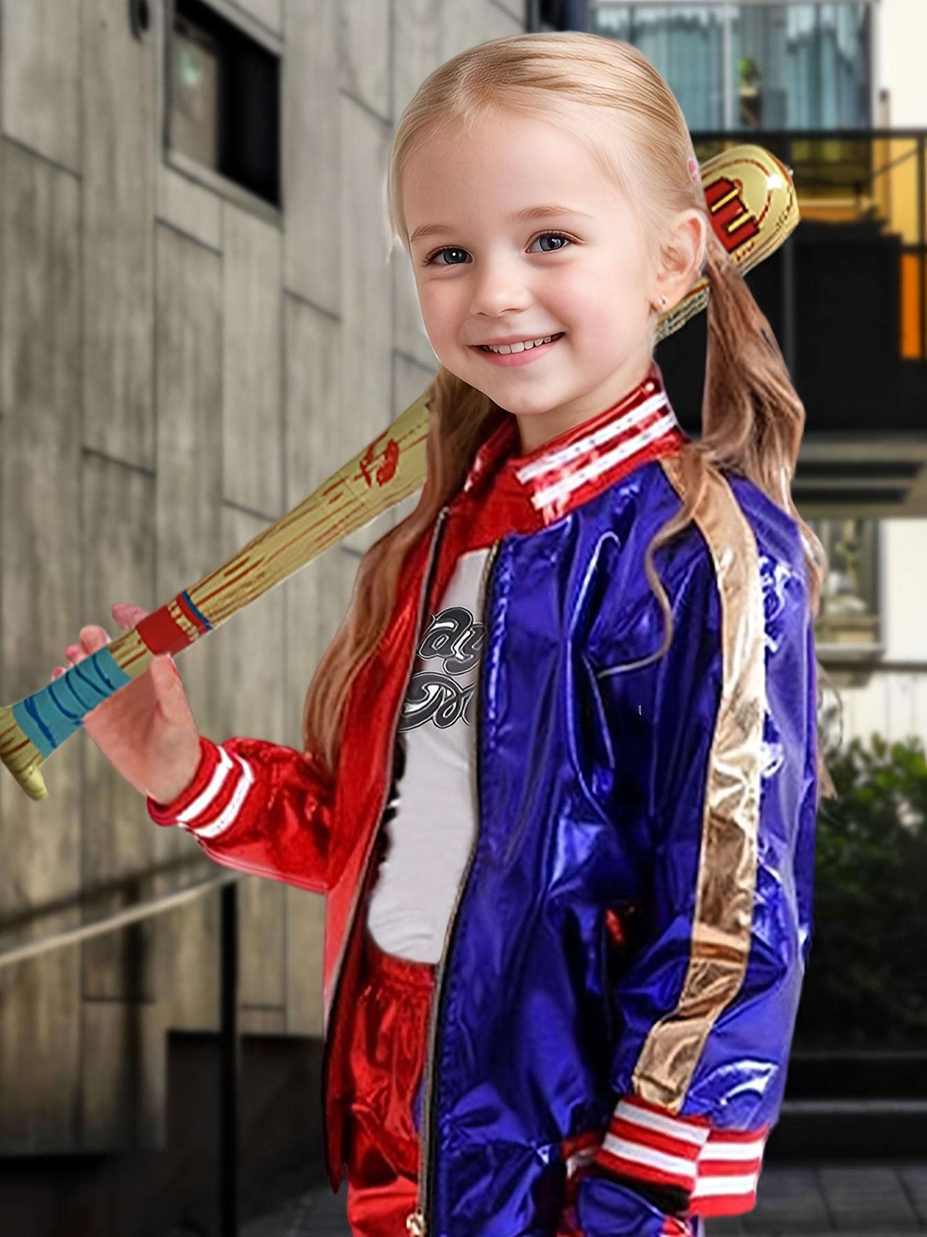 9pcs Joker Costume Halloween for Cool Girls Jacket Shorts T-Shirt Easy to Wear Kids Cosplay Deluxe Blue Red Suit Movie Outfit