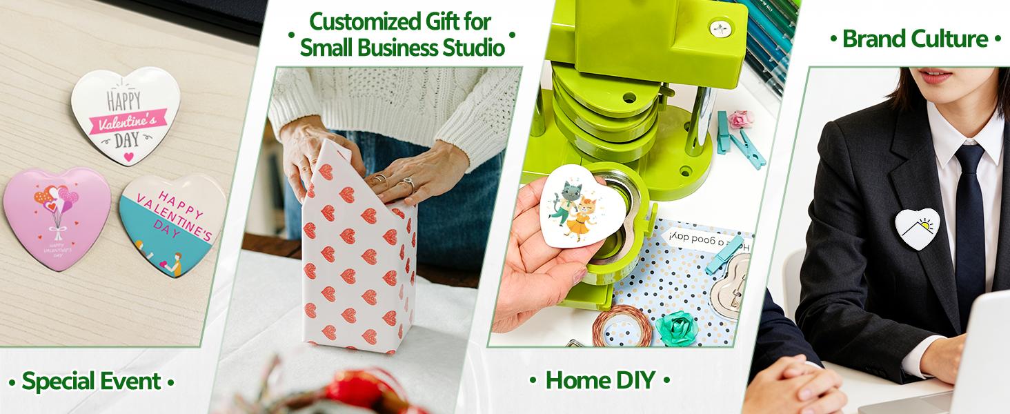 Heart Button Maker Interchangeable Die Mold 58 MM for Slide Rail Button Maker Machine Button Part Supplies Accessories for Pin Press Machine