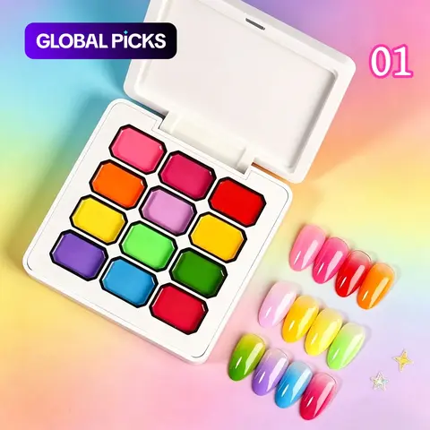 12-Color Y2K Nail Gel Set, Rainbow Colors, Dopamine Macaron, Red Series, High Saturation Shimmer, LED Nails, DIY Nail Design, DIY Manicures, Nail Art #GLOBAL PICKS