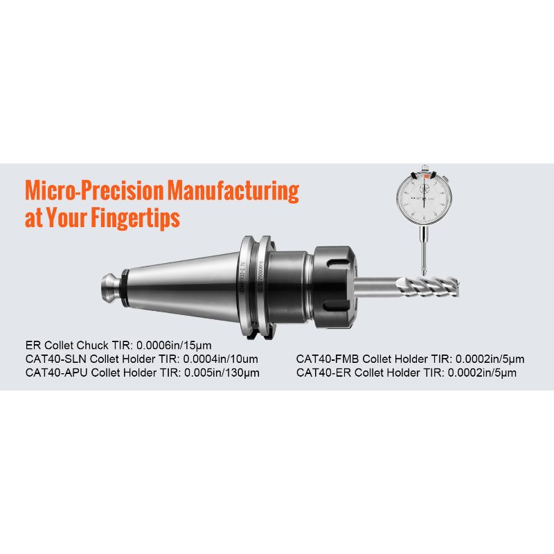 VEVOR CAT40 Collet Holder ER 16/32 Collet Set, 35 PCs, SLN FMB ER16/32 APU Tool Holders Spring Steel Collet Chucks with 10 Pull Studs and 3 Wrenches, for Milling Machine Drill Presses Boring Machine