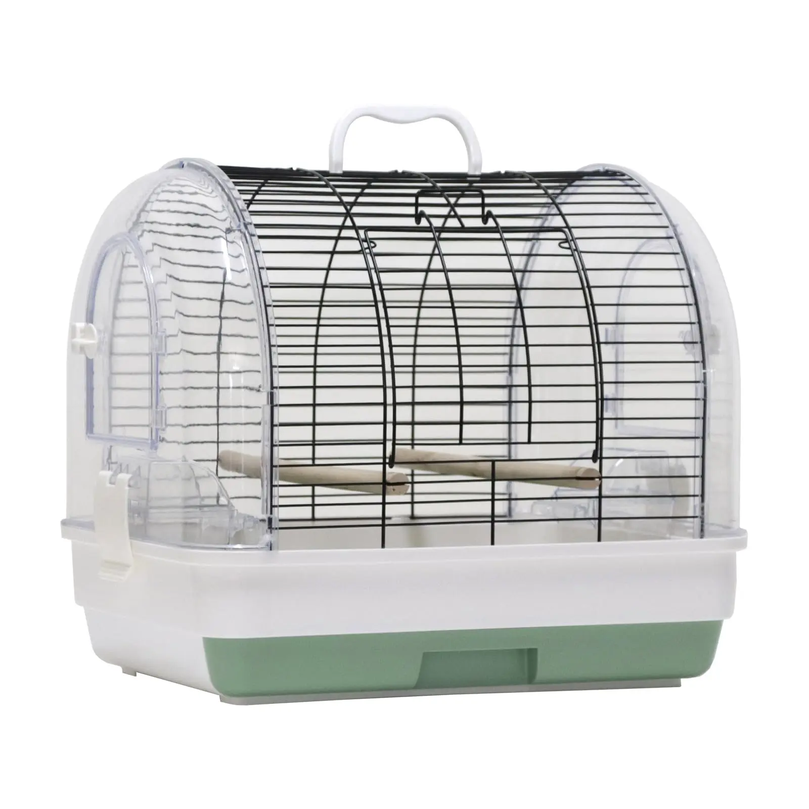 Garvee Portable Large Metal Bird Cage Carrier for Small to Medium Birds with 2 Food Bowls, 2 Perches, Removable Tray, and Handle, Ideal for Cockatiels, Budgies, Lovebirds, Canaries, Green, 42x32x37cm