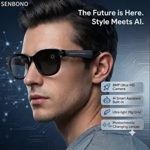 SENBONO Smart Al Camera Glasses For Man&Women,Photo, Video, Audio, Ai Translation, Multilingual, Bluetooth-compatible, Wearable, Father's Day Gift