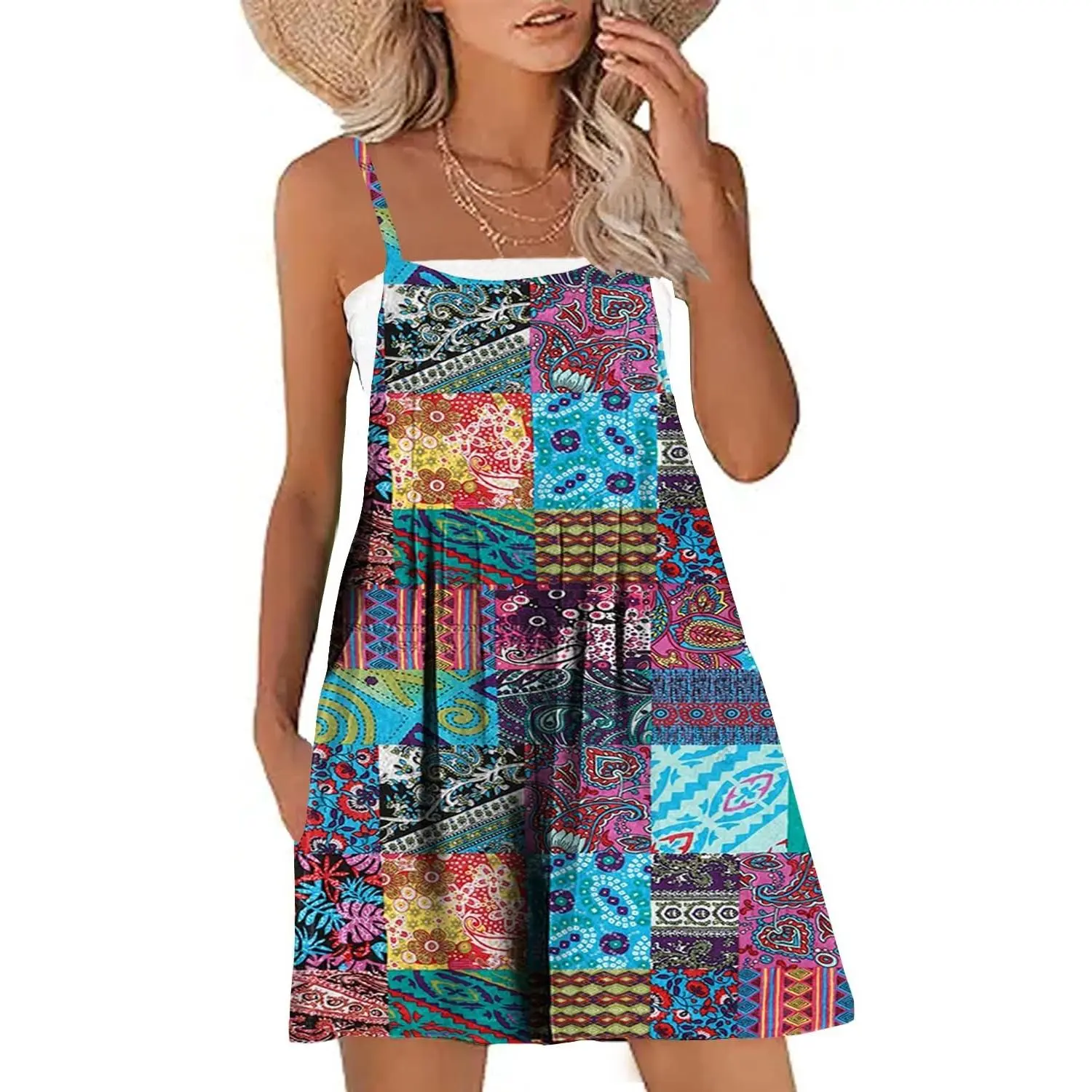 Women's Casual Loose Short Cotton Rompers Bib Overalls Baggy Beach Bohemian Travel Vacation Clothes