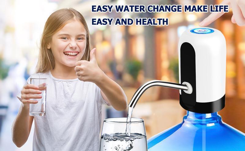 Water Dispenser for 5 Gallon Bottle - Rechargeable Water Pump for 5 Gal Jug, BPA-Free, Food Grade Silicone Hose, Stainless Steel Spout - 30-40 Days Battery Life, Easy One Switch Operation for Kitchen Outdoor Camping Office