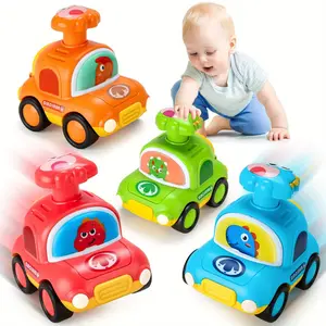 Push & Go Dinosaur Taxi Car - Pull-Back Friction Motorized Toy Vehicle, No Batteries Needed, Toddlers & Kids Ages 18 Months+, Birthday/Christmas/Easter Gift (Red, Green, Blue, Yellow,) - Develops Motor Skills & Coordination, Toddler Play Cars, Dinosaurthe