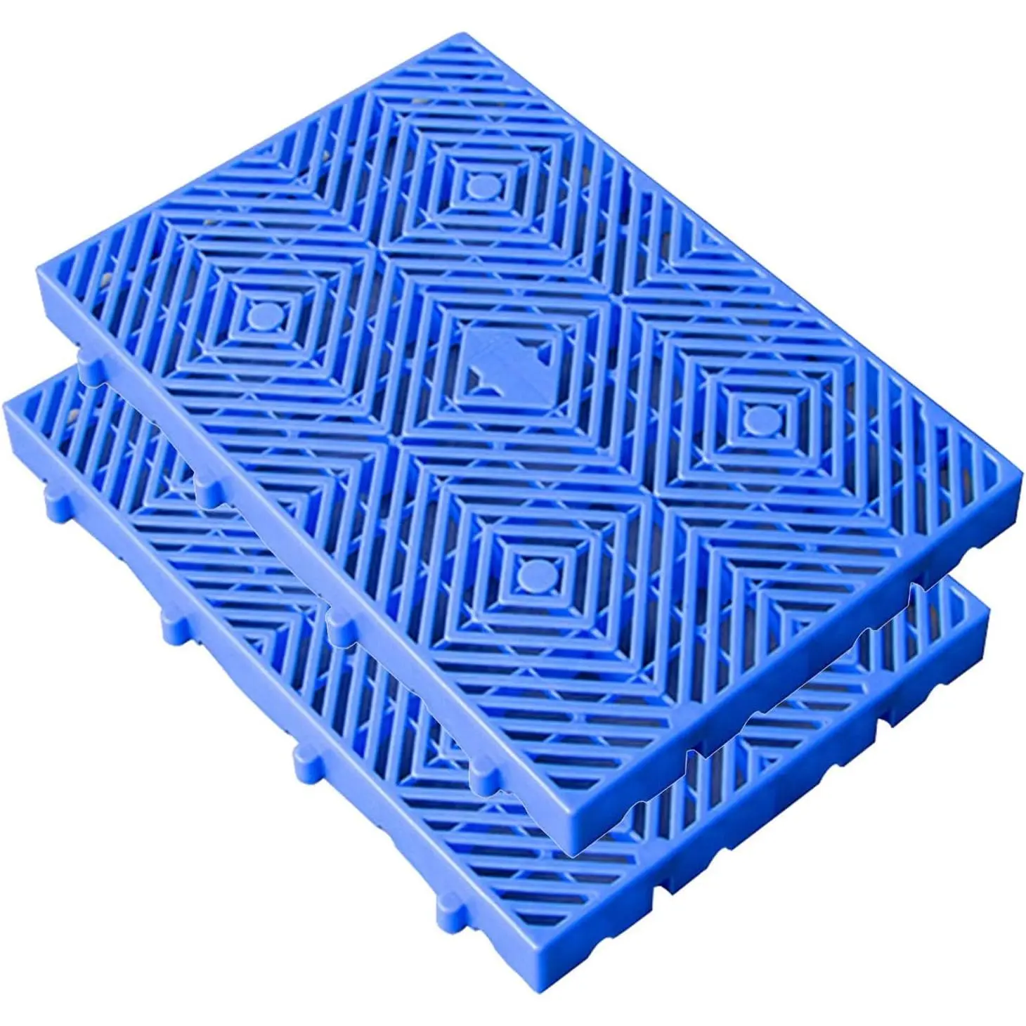 Plastic Pallet Waterproof Storage Grid Pad Lightweight Nestable Floor Pallets 2pcs HDPE Breathable Grids Article Racks for Garage Supermarket Basement (23.6x15.7x2IN)