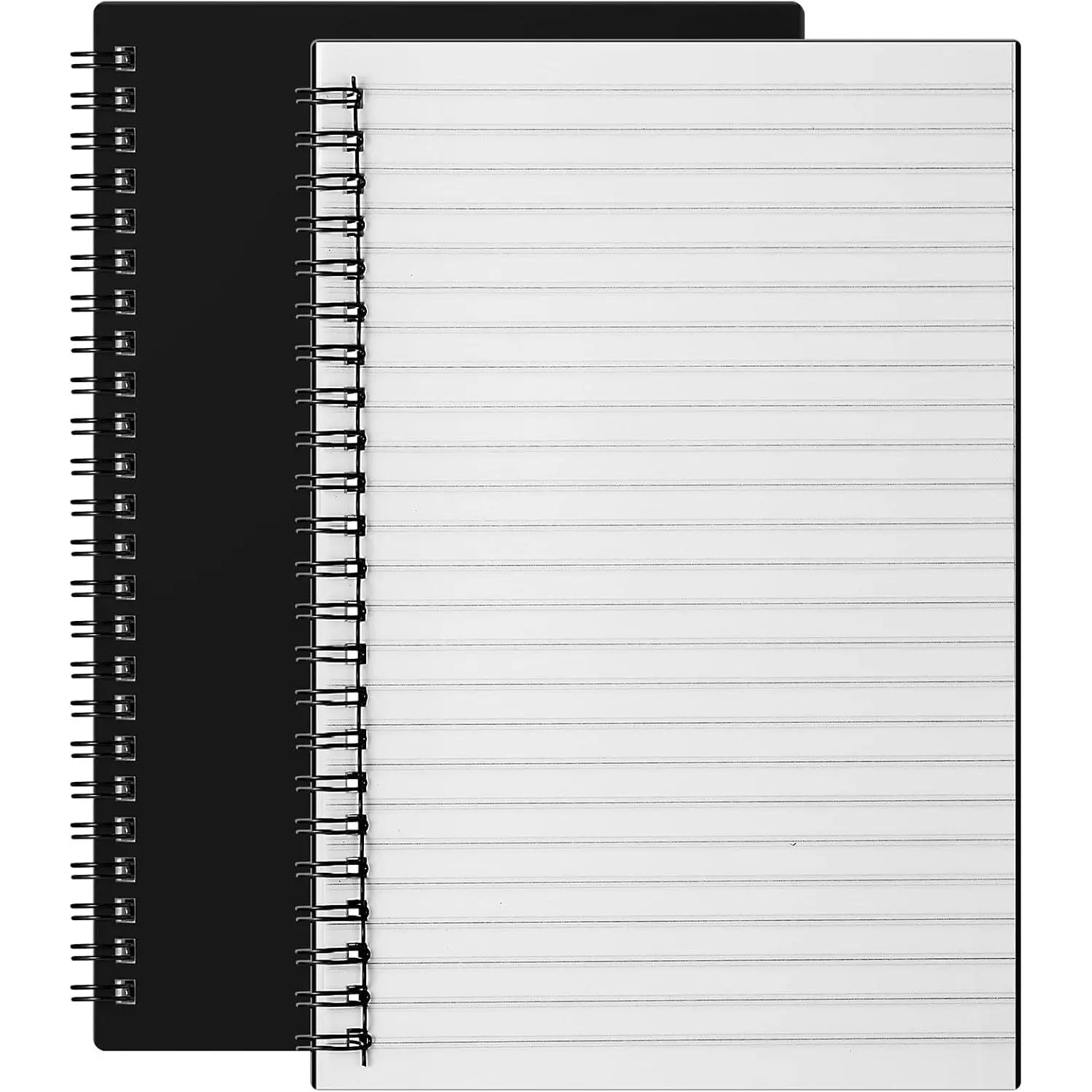 Modern Stone Paper Notebook (1 Count) - A5 Spiral Ruled Pages Notepad, Black, 5.8"x8.3", 100 College Ruled Pages, Weather Journal, Medium Size, for Office, Travel Use