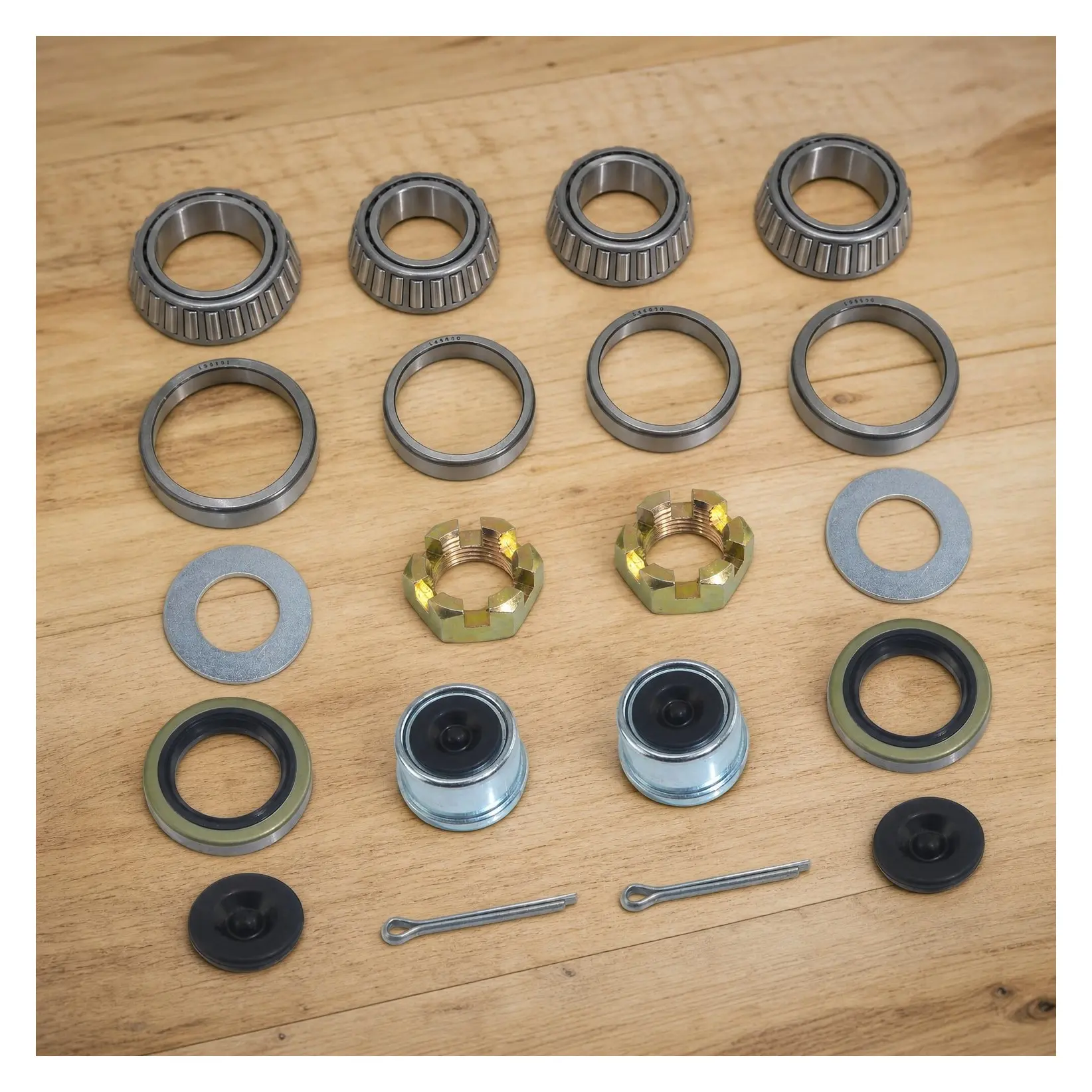 2 Sets 3500 LB L68149 L44649 Boat Trailer Axle Bearing Kits with 171255TB/10-19 Grease Seals, Spindle Nuts, 1.98" Dust Covers, Rubber Plugs, Cotter Pins, Washers for #84 SpindleGift