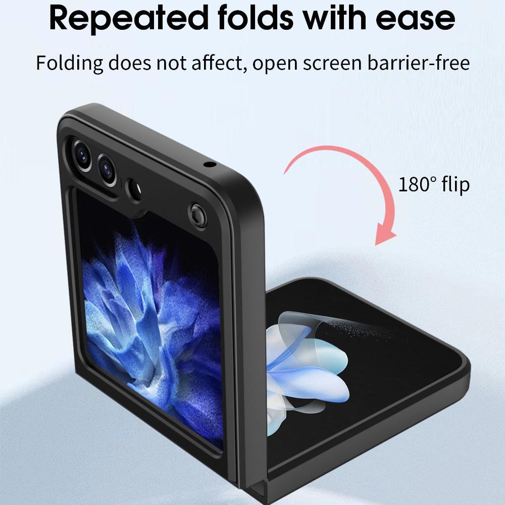 Magnetic Slide Camera Cover Phone Case, 1 Count 360 Degree Rotatable Kickstand Armor Ring Phone Cover, Phone Accessories for Samsung Galaxy Z Flip 4 5 6
