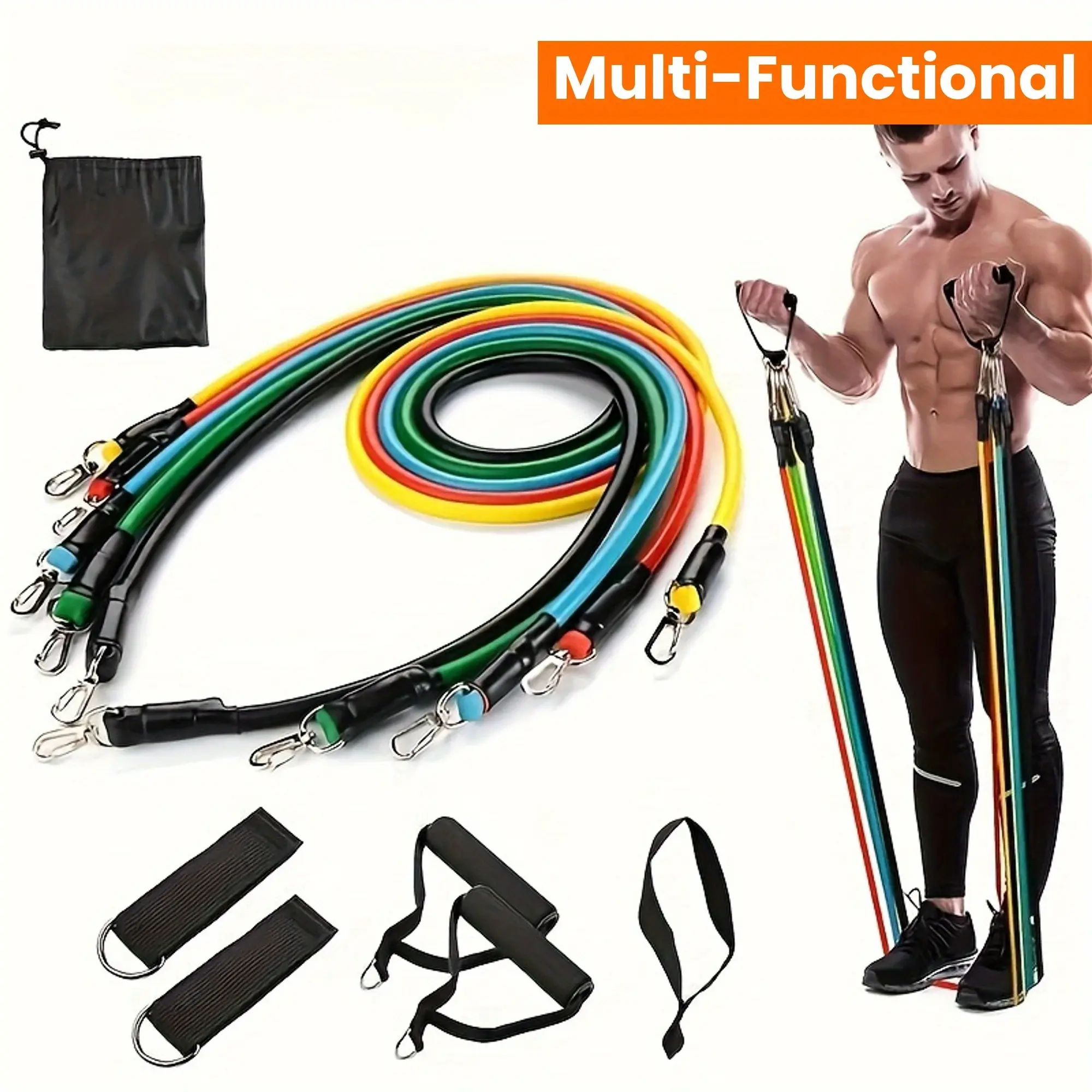 11-piece Multifunctional Upper Body Exercise Resistance Band Set Fitness Band Set